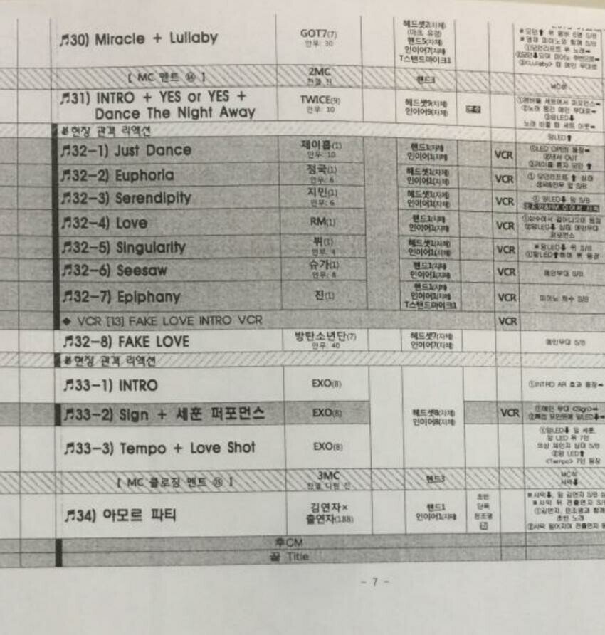 2018 KBS 가요대축제 큐시트.jpg | 인스티즈